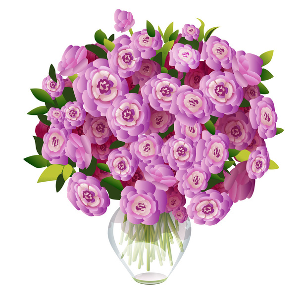 boeket van roze bloemen in een vaas - Vector, afbeelding