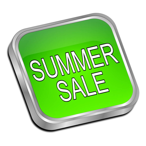 γυαλιστερό πράσινο κουμπί πώληση καλοκαίρι - 3D εικονογράφηση - Φωτογραφία, εικόνα