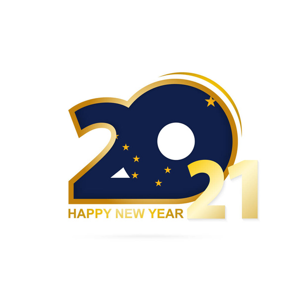 Year 2021 with Alaska Flag pattern. Happy New Year Design. Vector Illustration. - Vecteur, image