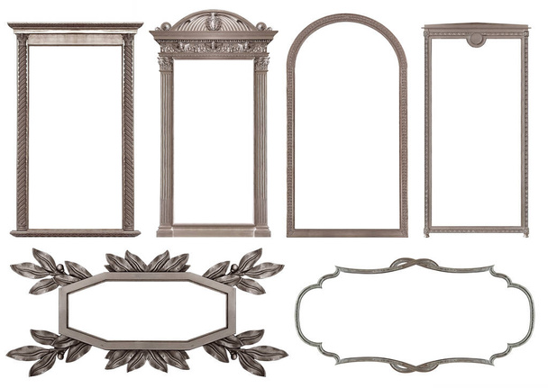 Set di cornici in argento per quadri, specchi o foto isolate su sfondo bianco - Foto, immagini