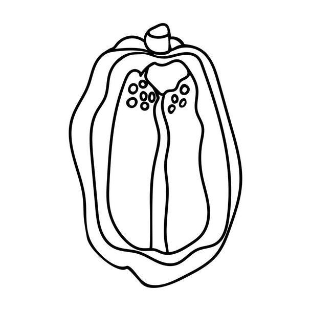 Vectorlijn peper. Doodle cartoon peper. Peper (zoete snede) - Vector, afbeelding