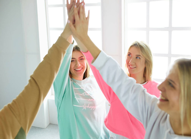 Group of women happiness cheerful concept, hands up - Φωτογραφία, εικόνα