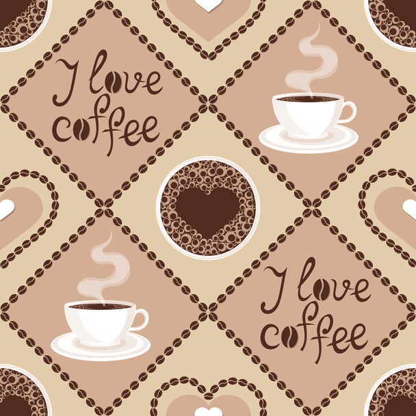 naadloze patroon met koffie - Vector, afbeelding