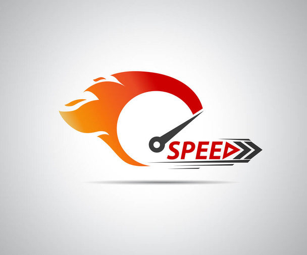 Ταχύτητα, vector logo αγωνιστική εκδήλωση, με τα κύρια στοιχεία του ταχύμετρου τροποποίησης - Διάνυσμα, εικόνα