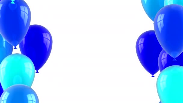Luchtballonnen vliegen omhoog. Witte achtergrond, lus (301-600 frames), 2 in 1, 3d rendering, 4k resolutie - Video