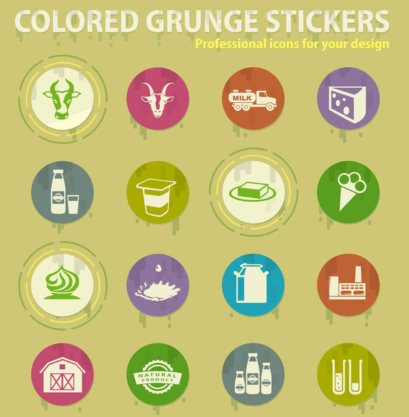 Iconos grunge color leche con pegamento sudores para aplicaciones web y móviles de diseño
 - Vector, imagen