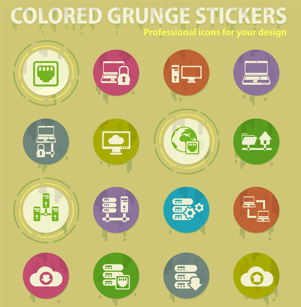 Servidor vectorial de color grunge iconos con pegamento sudores para la web de diseño y aplicaciones móviles
 - Vector, imagen