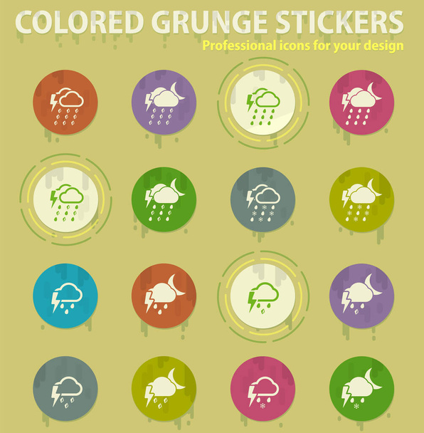 Weather colored grunge icons with sweats glue for design web and mobile applications - Vector, Image