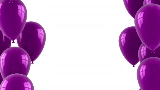Luftballons fliegen auf. Weißer Hintergrund, Loop (301-600 Bilder), 2 in 1, 3D-Rendering, 4k-Auflösung - Filmmaterial, Video