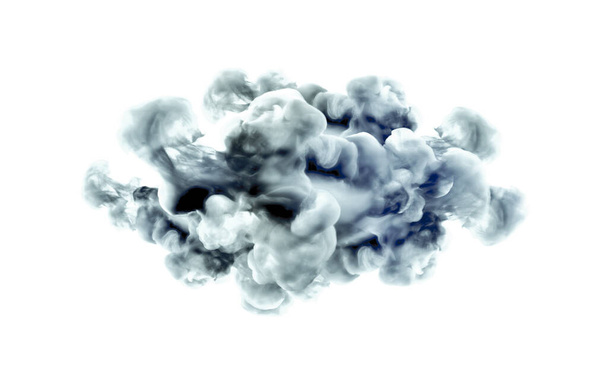 Gray smoke on white background. 3d rendering, 3d illustration. - Foto, Imagen