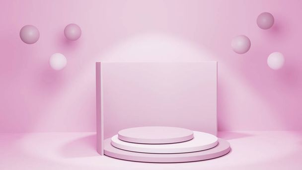 3D podio rosa o fingere scena con forme geometriche astratte. Rendering 3D. - Foto, immagini