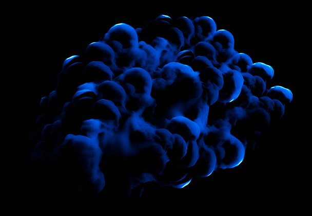 Blue smoke on a black background. 3d rendering, 3d illustration. - Foto, imagen