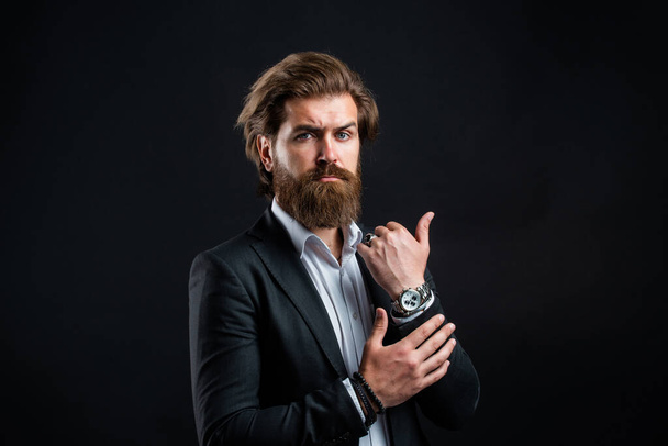 my best look. mature bearded man. confidence and charisma. handsome man wear office suit. male beauty and fashion. brutal businessman with perfect beard and moustache. real boss in vest - 写真・画像