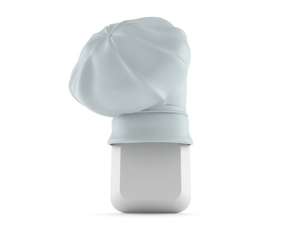 Beyaz arka planda aşçı şapkası olan bilgisayar anahtarı. 3d illüstrasyon - Fotoğraf, Görsel