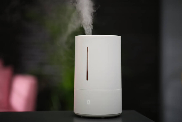 Modern air humidifier on table at home - 写真・画像