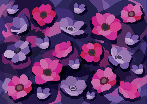 花ピンクパープルとパープルブルーの背景イラストベクトル - 写真・画像