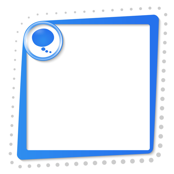 blue text frame with speech bubble and gray dots - Vettoriali, immagini