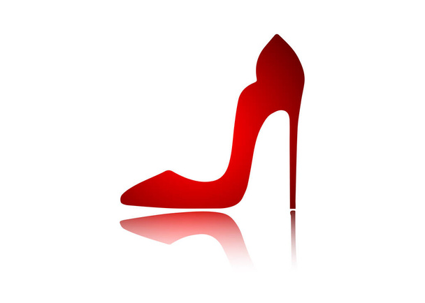 Scarpe rosse da donna con tacchi alti. Progettazione grafica. Immagine per negozio, azienda, logo aziendale. Segno vettoriale isolato su sfondo bianco - Vettoriali, immagini