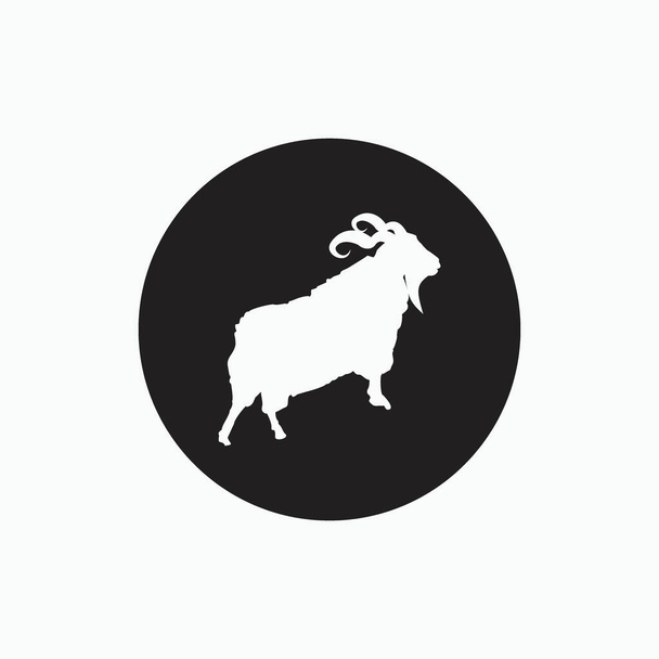 силует ангори кози ізольовані на чорному колі - коза, вівця, емблема логотипу баранини або значок кнопки - ссавець, тварина Векторна іконка
 - Вектор, зображення