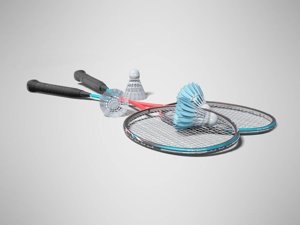 3D візуалізація бадмінтону з човниками для дорослих на сірому фоні з тіні
 - Фото, зображення