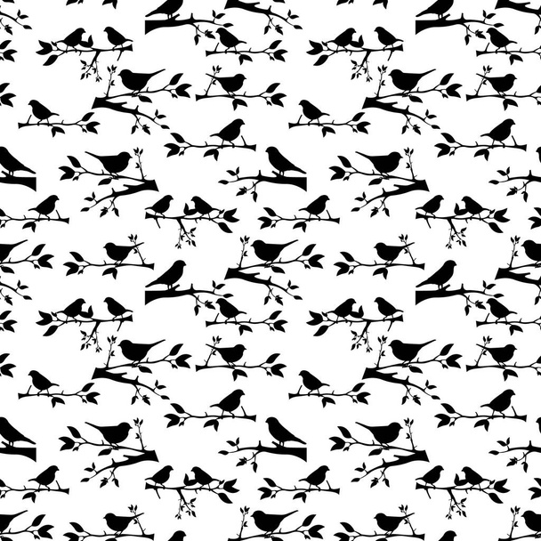 Vögel Silhouetten nahtlose Muster, Kopierraum - Vektor, Bild
