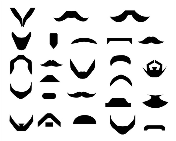 Set of whiskers, moustaches. Black color. - Vector, Image