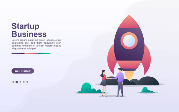 Landing page template of startup business in gradient effect style - Vector, Image
