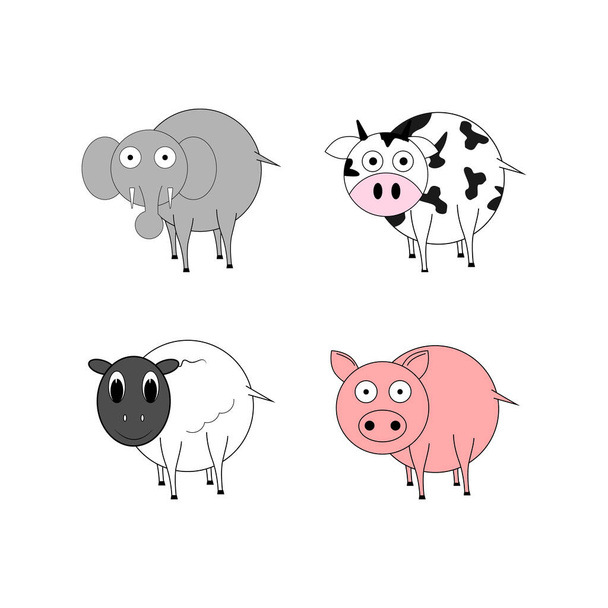 set of funny animals, simple vector illustration    - Vector, Image