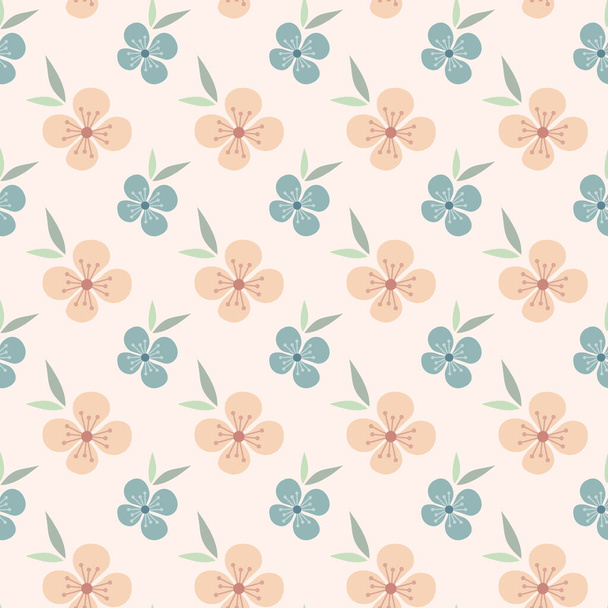Floral seamless pattern design. Pink and blue flowers vintage pattern for wallpapers, print and fabric. - Vektör, Görsel