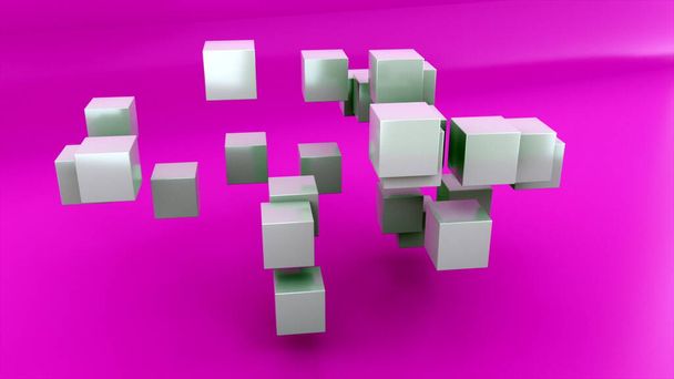 Il computer ha generato forme geometriche astratte da cubi. 3d rendendo costruzioni irreali. Sfondo moderno - Foto, immagini