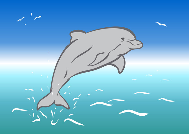 Прыжки дельфинов на море
. - Вектор,изображение