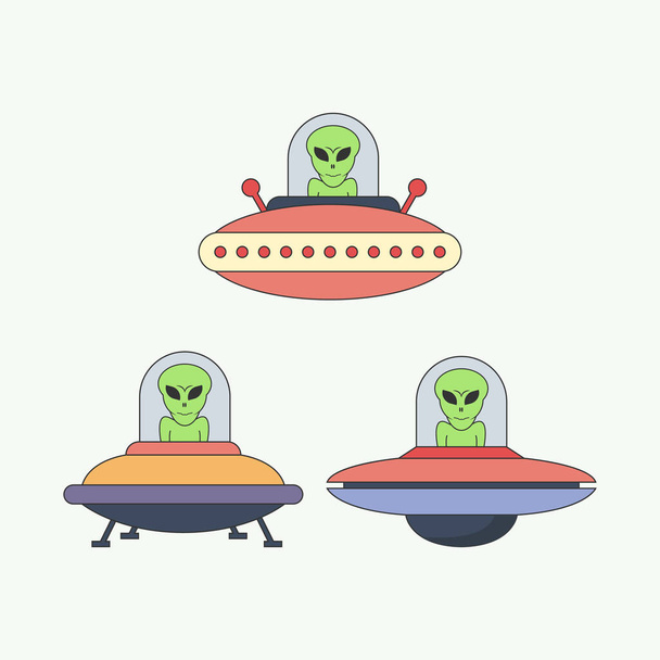 ufo with aliens, simple vector illustration    - Vector, Image