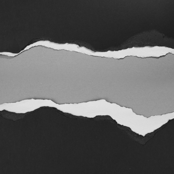 Ripped paper on grey background, space for copy - Photo, Image
