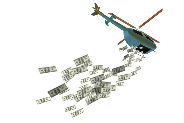 Concept of helicopter money in economic stimulation - Photo, Image