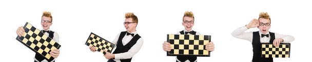 Joueur d'échecs drôle isolé sur blanc - Photo, image