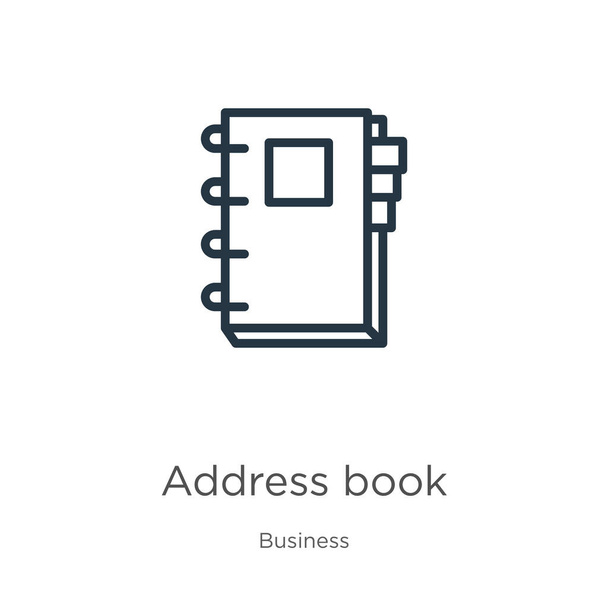 Adresboek icoon. Dunne lineaire adresboek schets pictogram geïsoleerd op witte achtergrond van het bedrijfsleven collectie. Line vector teken, symbool voor web en mobiel - Vector, afbeelding
