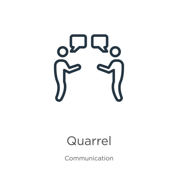 Quarrel icon. Thin linear quarrel outline icon isolated on white background from communication collection. Line vector sign, symbol for web and mobile - Vector, Image