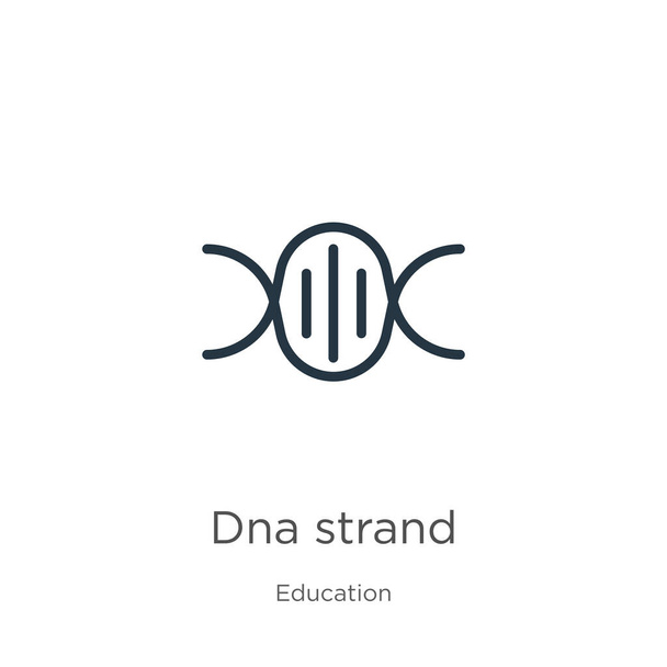 Ícono del hilo de ADN. Icono delgada hebra de ADN lineal aislado sobre fondo blanco de la colección de educación. Signo de vector de línea, símbolo para web y móvil - Vector, Imagen