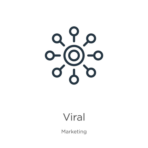 Vírusikon. Vékony lineáris vírus vázlat ikon elszigetelt fehér alapon marketing gyűjtemény. Vonalvektor jel, a web és mobil szimbóluma - Vektor, kép