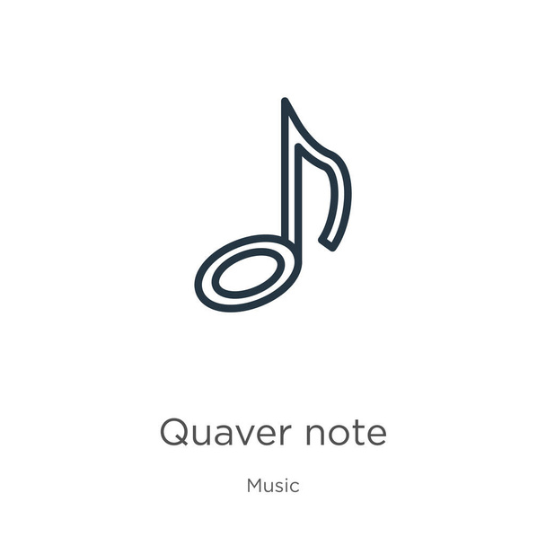 Εικονίδιο σημείωσης Quaver. Λεπτή γραμμική εικόνα περίγραμμα σημείωμα quaver απομονώνονται σε λευκό φόντο από τη μουσική συλλογή. Σύμβολο διάνυσμα γραμμής, σύμβολο για το διαδίκτυο και το κινητό - Διάνυσμα, εικόνα