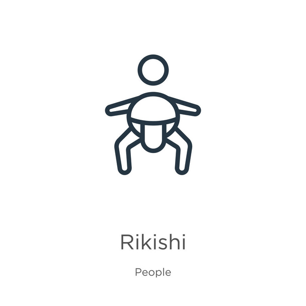 Rikishi icon. Thin linear rikishi outline icon isolated on white background from people collection. Line vector sign, symbol for web and mobile - Vector, Image