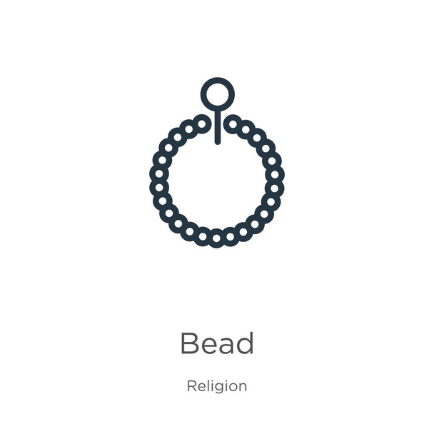 Bead icon. Thin linear bead outline icon isolated on white background from religion collection. Line vector sign, symbol for web and mobile - Vector, Image