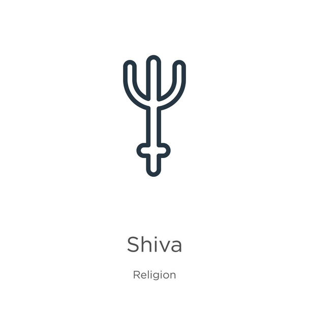 Икона Шивы. Тонкая линейная иконка шивы выделена на белом фоне из коллекции религий. Векторный знак, символ для веб и мобильных телефонов - Вектор,изображение