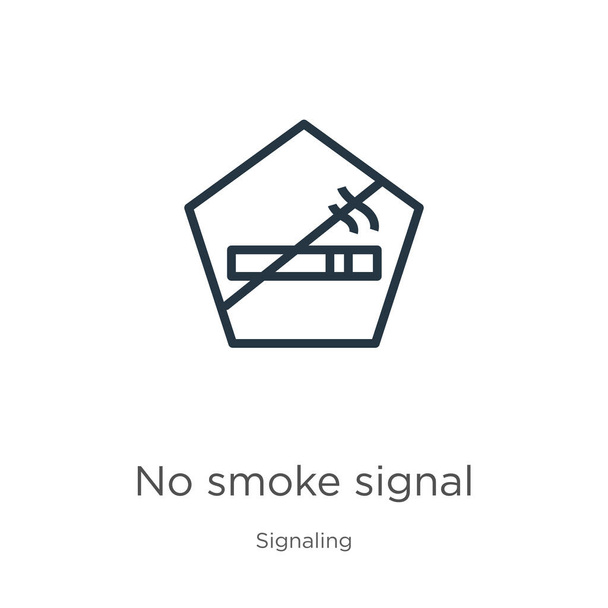Žádná ikona kouřového signálu. Tenká lineární ikona nekouřového signálu izolovaná na bílém pozadí od sběru signálů. Čárový vektorový znak, symbol pro web a mobil - Vektor, obrázek