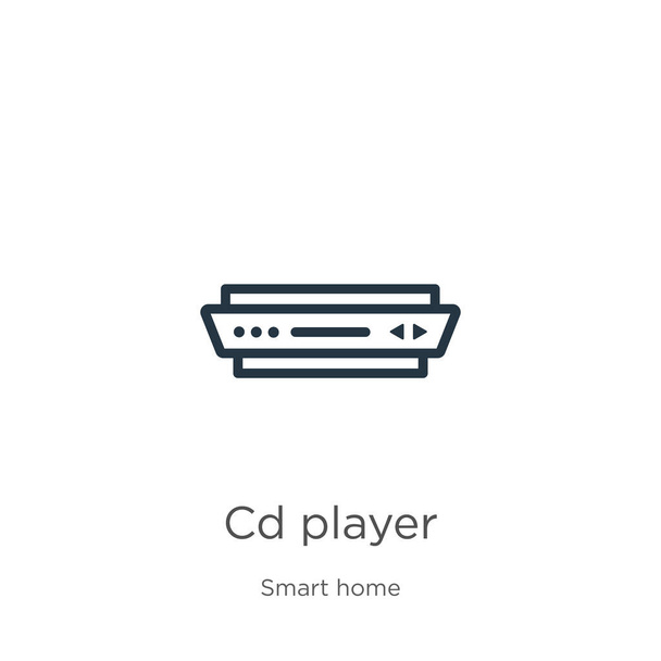 Cd player icon. Thin linear cd player outline icon isolated on white background from smart home collection. Line vector sign, symbol for web and mobile - Vector, Image