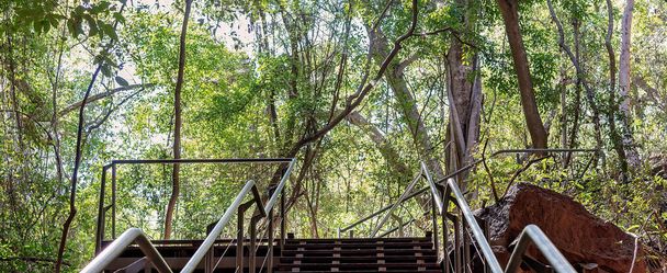 Escaliers vers l'écosystème des tubes de lave dans l'arrière-pays australien du parc national d'Undara visite guidée de l'arche - Photo, image