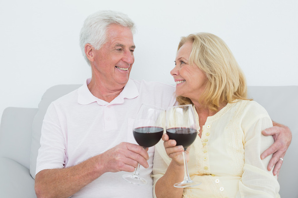 Senior couple toasting wine glasses - Zdjęcie, obraz