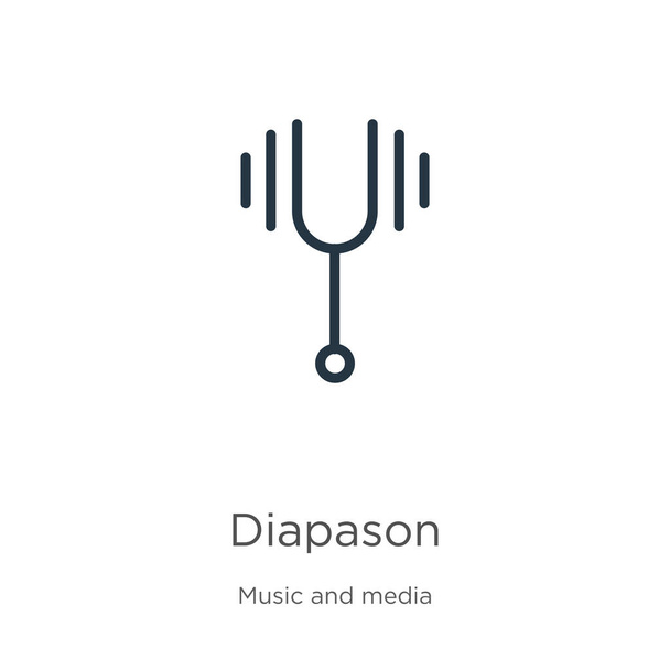 Diapason ikon. Vékony lineáris diapason vázlat ikon elszigetelt fehér háttérrel zenei gyűjtemény. Vonalvektor jel, a web és mobil szimbóluma - Vektor, kép