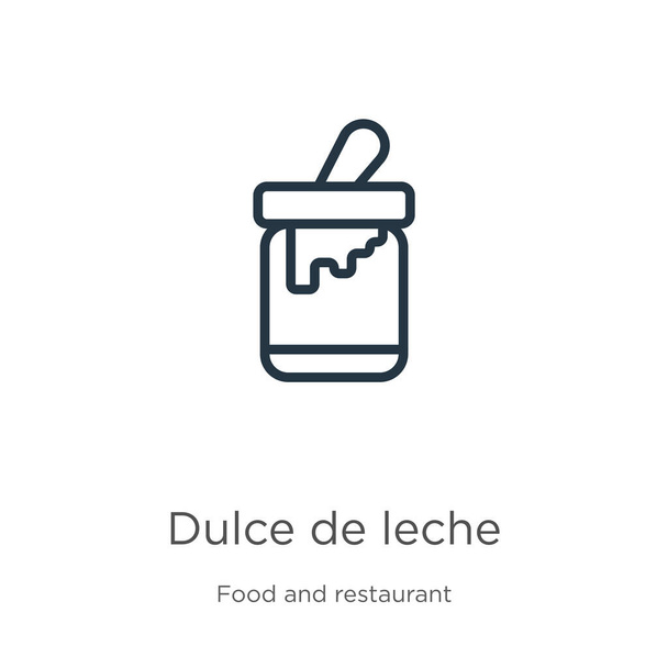 Dulce de leche εικονίδιο. Λεπτή γραμμική εικόνα περίγραμμα dulce de leche που απομονώνεται σε λευκό φόντο από τη συλλογή τροφίμων και εστιατορίων. Σύμβολο διάνυσμα γραμμής, σύμβολο για το διαδίκτυο και το κινητό - Διάνυσμα, εικόνα