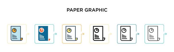 Graficzna ikona wektora papieru w 6 różnych nowoczesnych stylach. Czarny, dwie kolorowe ikony graficzne papier zaprojektowany w stylu wypełnionym, zarys, linia i udar. Ilustracja wektorowa może być używana do web, mobile, ui - Wektor, obraz